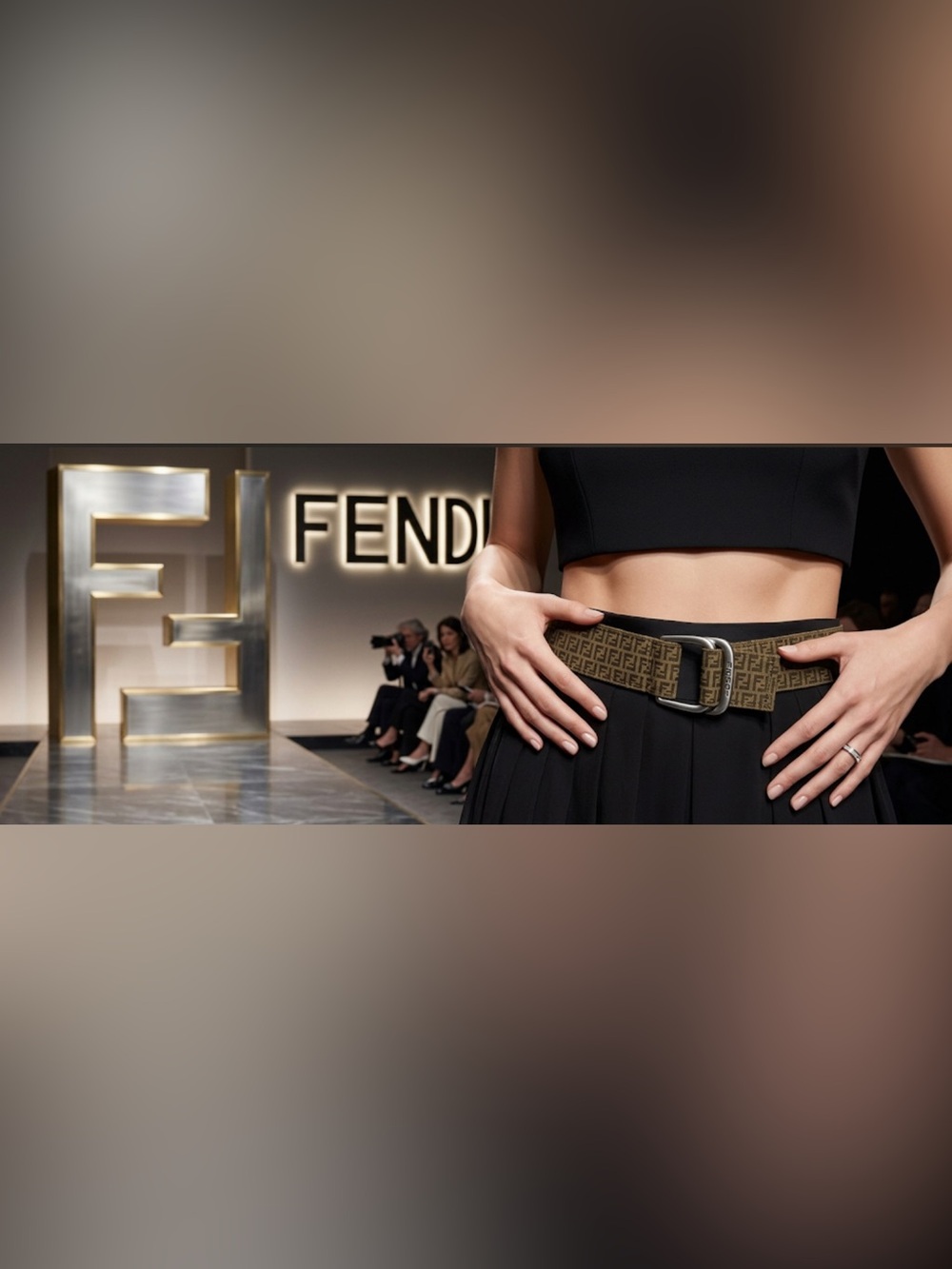 Authentic FENDI luxury designer signature canvas belt sz XS